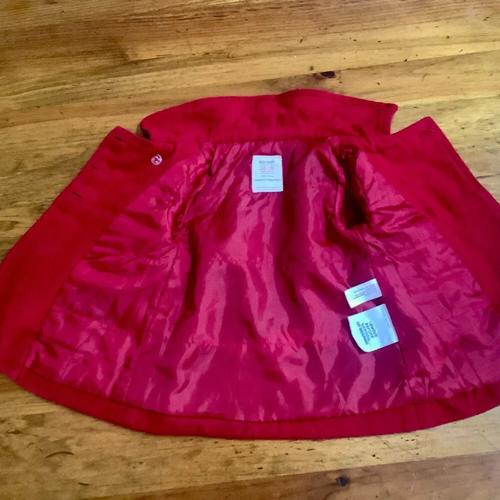 Infant Red Wool Coat Sz 12-18 mos. Old Navy